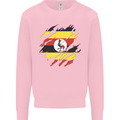 Torn Uganda Flag Ugandan Day Football Mens Sweatshirt Jumper Light Pink