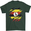 Torn Uganda Flag Ugandan Day Football Mens T-Shirt 100% Cotton Forest Green