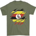 Torn Uganda Flag Ugandan Day Football Mens T-Shirt 100% Cotton Military Green