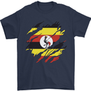 Torn Uganda Flag Ugandan Day Football Mens T-Shirt 100% Cotton Navy Blue