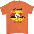 Torn Uganda Flag Ugandan Day Football Mens T-Shirt 100% Cotton Orange