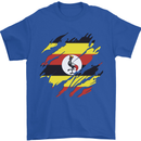 Torn Uganda Flag Ugandan Day Football Mens T-Shirt 100% Cotton Royal Blue