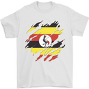 Torn Uganda Flag Ugandan Day Football Mens T-Shirt 100% Cotton White