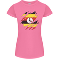 Torn Uganda Flag Ugandan Day Football Womens Petite Cut T-Shirt Azalea