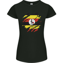 Torn Uganda Flag Ugandan Day Football Womens Petite Cut T-Shirt Black