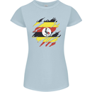 Torn Uganda Flag Ugandan Day Football Womens Petite Cut T-Shirt Light Blue