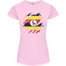 Torn Uganda Flag Ugandan Day Football Womens Petite Cut T-Shirt Light Pink
