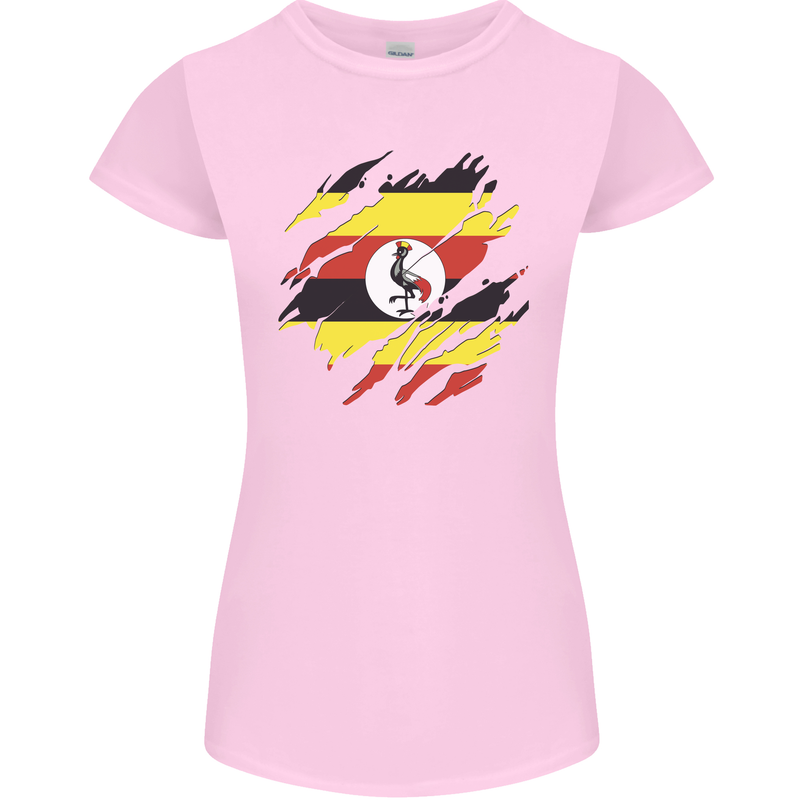 Torn Uganda Flag Ugandan Day Football Womens Petite Cut T-Shirt Light Pink
