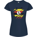 Torn Uganda Flag Ugandan Day Football Womens Petite Cut T-Shirt Navy Blue