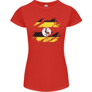 Torn Uganda Flag Ugandan Day Football Womens Petite Cut T-Shirt Red