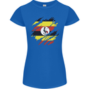 Torn Uganda Flag Ugandan Day Football Womens Petite Cut T-Shirt Royal Blue