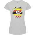 Torn Uganda Flag Ugandan Day Football Womens Petite Cut T-Shirt Sports Grey