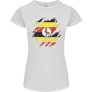 Torn Uganda Flag Ugandan Day Football Womens Petite Cut T-Shirt White
