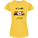 Torn Uganda Flag Ugandan Day Football Womens Petite Cut T-Shirt Yellow