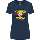 Torn Uganda Flag Ugandan Day Football Womens Wider Cut T-Shirt Navy Blue