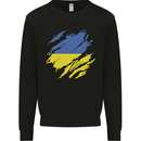 Torn Ukraine Flag Ukrainian Day Football Kids Sweatshirt Jumper Black