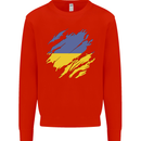 Torn Ukraine Flag Ukrainian Day Football Kids Sweatshirt Jumper Bright Red