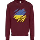 Torn Ukraine Flag Ukrainian Day Football Kids Sweatshirt Jumper Maroon
