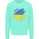 Torn Ukraine Flag Ukrainian Day Football Kids Sweatshirt Jumper Peppermint
