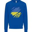 Torn Ukraine Flag Ukrainian Day Football Kids Sweatshirt Jumper Royal Blue