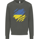 Torn Ukraine Flag Ukrainian Day Football Kids Sweatshirt Jumper Storm Grey