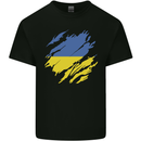 Torn Ukraine Flag Ukrainian Day Football Kids T-Shirt Childrens Black