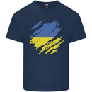 Torn Ukraine Flag Ukrainian Day Football Kids T-Shirt Childrens Navy Blue