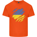 Torn Ukraine Flag Ukrainian Day Football Kids T-Shirt Childrens Orange