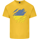 Torn Ukraine Flag Ukrainian Day Football Kids T-Shirt Childrens Yellow
