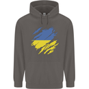 Torn Ukraine Flag Ukrainian Day Football Mens 80% Cotton Hoodie Charcoal