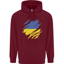 Torn Ukraine Flag Ukrainian Day Football Mens 80% Cotton Hoodie Maroon