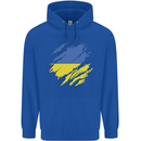 Torn Ukraine Flag Ukrainian Day Football Mens 80% Cotton Hoodie Royal Blue