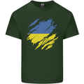 Torn Ukraine Flag Ukrainian Day Football Mens Cotton T-Shirt Tee Top Forest Green