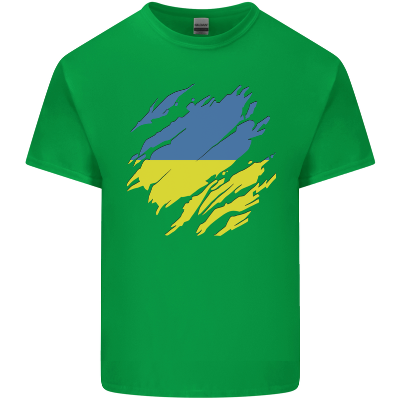 Torn Ukraine Flag Ukrainian Day Football Mens Cotton T-Shirt Tee Top Irish Green