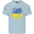 Torn Ukraine Flag Ukrainian Day Football Mens Cotton T-Shirt Tee Top Light Blue