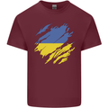 Torn Ukraine Flag Ukrainian Day Football Mens Cotton T-Shirt Tee Top Maroon