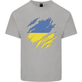 Torn Ukraine Flag Ukrainian Day Football Mens Cotton T-Shirt Tee Top Sports Grey