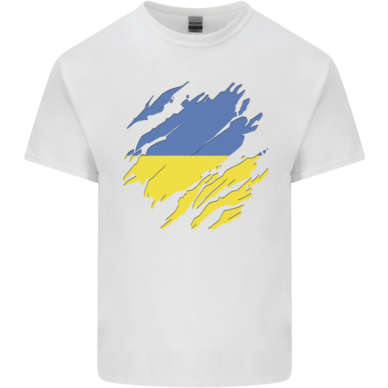 Torn Ukraine Flag Ukrainian Day Football Mens Cotton T-Shirt Tee Top White