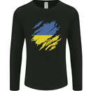 Torn Ukraine Flag Ukrainian Day Football Mens Long Sleeve T-Shirt Black