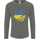 Torn Ukraine Flag Ukrainian Day Football Mens Long Sleeve T-Shirt Charcoal