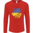 Torn Ukraine Flag Ukrainian Day Football Mens Long Sleeve T-Shirt Red