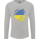 Torn Ukraine Flag Ukrainian Day Football Mens Long Sleeve T-Shirt Sports Grey