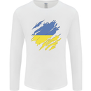 Torn Ukraine Flag Ukrainian Day Football Mens Long Sleeve T-Shirt White
