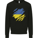 Torn Ukraine Flag Ukrainian Day Football Mens Sweatshirt Jumper Black