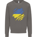 Torn Ukraine Flag Ukrainian Day Football Mens Sweatshirt Jumper Charcoal