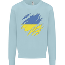 Torn Ukraine Flag Ukrainian Day Football Mens Sweatshirt Jumper Light Blue