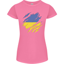 Torn Ukraine Flag Ukrainian Day Football Womens Petite Cut T-Shirt Azalea