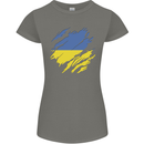Torn Ukraine Flag Ukrainian Day Football Womens Petite Cut T-Shirt Charcoal