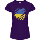 Torn Ukraine Flag Ukrainian Day Football Womens Petite Cut T-Shirt Purple