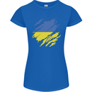 Torn Ukraine Flag Ukrainian Day Football Womens Petite Cut T-Shirt Royal Blue